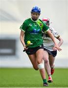 11 February 2024; Katie Molloy of Queens University Belfast in action against Aoibh Vallely of Ulster University Jordanstown during the Electric Ireland Fr Meaghair Cup final match between Queens University Belfast and Ulster University Jordanstown at University of Galway Connacht GAA Centre of Excellence in Bekan, Mayo. Photo by Sam Barnes/Sportsfile