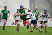 11 February 2024; Katie Molloy of Queens University Belfast in action against Aoibh Vallely of Ulster University Jordanstown during the Electric Ireland Fr Meaghair Cup final match between Queens University Belfast and Ulster University Jordanstown at University of Galway Connacht GAA Centre of Excellence in Bekan, Mayo. Photo by Sam Barnes/Sportsfile