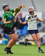 11 February 2024; Sinead Quinn of Queens University Belfast in action against Lara Devlin of Ulster University Jordanstown during the Electric Ireland Fr Meaghair Cup final match between Queens University Belfast and Ulster University Jordanstown at University of Galway Connacht GAA Centre of Excellence in Bekan, Mayo. Photo by Sam Barnes/Sportsfile