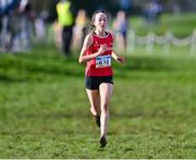 11 February 2024; Ella Grace Osborne of Dooneen AC, Clare, on her way to winning the Girls U15 2500m during the 123.ie National Intermediate, Masters & Juvenile B Cross Country Championships at DKiT Campus in Dundalk, Louth. Photo by Stephen Marken/Sportsfile