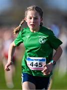 11 February 2024; Siri O Flynn of Ferrybank AC, Waterford, competes in the Girls U13 1500m during the 123.ie National Intermediate, Masters & Juvenile B Cross Country Championships at DKiT Campus in Dundalk, Louth. Photo by Stephen Marken/Sportsfile