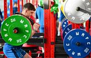 12 February 2024; Cormac Foley during a gym session on the Leinster Rugby 12 County Tour at Mullingar RFC in Westmeath. Photo by Harry Murphy/Sportsfile