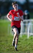 11 February 2024; Jack Moran of Fr Murphy AC, Meath, competes in the Boys U17 3000m during the 123.ie National Intermediate, Masters & Juvenile B Cross Country Championships at DKiT Campus in Dundalk, Louth. Photo by Stephen Marken/Sportsfile