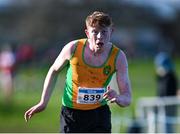 11 February 2024; Eoghan Mc Caul of Glaslough Harriers AC, Monaghan, competes in the Boys U17 3000m during the 123.ie National Intermediate, Masters & Juvenile B Cross Country Championships at DKiT Campus in Dundalk, Louth. Photo by Stephen Marken/Sportsfile