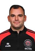 11 February 2024; Goalkeeper coach Chris Bennion poses for a portrait during a Bohemians FC squad portraits session at DCU Sports Complex in Dublin. Photo by Tyler Miller/Sportsfile