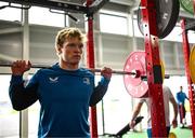 12 February 2024; Hugh Cooney during a gym session on the Leinster Rugby 12 County Tour at Mullingar RFC in Westmeath. Photo by Harry Murphy/Sportsfile