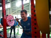 12 February 2024; John McKee during a gym session on the Leinster Rugby 12 County Tour at Mullingar RFC in Westmeath. Photo by Harry Murphy/Sportsfile