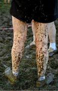 11 February 2024; A detailed view of mucky legs during the 123.ie National Intermediate, Masters & Juvenile B Cross Country Championships at DKiT Campus in Dundalk, Louth. Photo by Stephen Marken/Sportsfile