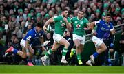 11 February 2024; Robbie Henshaw of Ireland makes a break during the Guinness Six Nations Rugby Championship match between Ireland and Italy at the Aviva Stadium in Dublin. Photo by Brendan Moran/Sportsfile