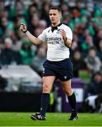 11 February 2024; Referee Luke Pearce during the Guinness Six Nations Rugby Championship match between Ireland and Italy at the Aviva Stadium in Dublin. Photo by Brendan Moran/Sportsfile