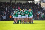 11 February 2024; Limerick players huddle before the Allianz Hurling League Division 1 Group B match between Westmeath and Limerick at TEG Cusack Park in Mullingar, Westmeath. Photo by Michael P Ryan/Sportsfile