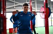 12 February 2024; Ben Brownlee during a gym session on the Leinster Rugby 12 County Tour at Mullingar RFC in Westmeath. Photo by Harry Murphy/Sportsfile
