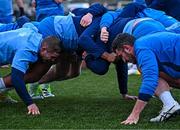 12 February 2024; Scott Penny and Will Connors scrum during a training session on the Leinster Rugby 12 County Tour at Mullingar RFC in Westmeath. Photo by Harry Murphy/Sportsfile