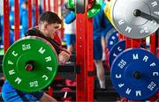 12 February 2024; Cormac Foley during a gym session on the Leinster Rugby 12 County Tour at Mullingar RFC in Westmeath. Photo by Harry Murphy/Sportsfile