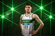 14 February 2024; (EDITORS NOTE: A special effects camera filter was used for this image.) Irish indoor 200m record holder Mark Smyth pictured at Sport Ireland Campus in Dublin, in advance of the 123.ie National Indoor Championships which take place at the Sport Ireland National Indoor Arena on February 17th and 18th 2024. Event information and spectator tickets available at www.AthleticsIreland.ie. Photo by Sam Barnes/Sportsfile