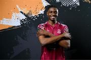 12 February 2024; Justin Eguaibor poses for a portrait during a Cobh Ramblers FC squad portraits session at St Coleman's Park in Cobh, Cork. Photo by Stephen McCarthy/Sportsfile