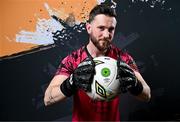 12 February 2024; Goalkeeper Cathal O’Hanlon poses for a portrait during a Cobh Ramblers FC squad portraits session at St Coleman's Park in Cobh, Cork. Photo by Stephen McCarthy/Sportsfile