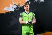 12 February 2024; Goalkeeper Darragh Burke poses for a portrait during a Cobh Ramblers FC squad portraits session at St Coleman's Park in Cobh, Cork. Photo by Stephen McCarthy/Sportsfile