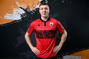 13 February 2024; Jamie Egan poses for a portrait during a Longford Town FC squad portraits session at John Hyland Park in Baldonnell, Dublin. Photo by Harry Murphy/Sportsfile