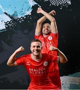 13 February 2024; Liam Burt, left, and Keith Ward poses for a portrait during a Shelbourne FC squad portraits session at AUL Complex in Clonsaugh, Dublin. Photo by Stephen McCarthy/Sportsfile
