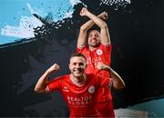 13 February 2024; Liam Burt, left, and Keith Ward poses for a portrait during a Shelbourne FC squad portraits session at AUL Complex in Clonsaugh, Dublin. Photo by Stephen McCarthy/Sportsfile