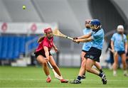 11 February 2024; Aimee Collier of SETU Carlow in action against Ciara Hickey of University of Galway during the Electric Ireland Purcell Cup final match between University of Galway and SETU Carlow at University of Galway Connacht GAA AirDome in Bekan, Mayo. Photo by Sam Barnes/Sportsfile