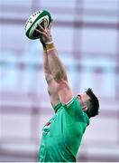 11 February 2024; Jack Conan of Ireland wins possession in the lineout during the Guinness Six Nations Rugby Championship match between Ireland and Italy at the Aviva Stadium in Dublin. Photo by Piaras Ó Mídheach/Sportsfile