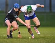 14 February 2024; Colin O'Brien of MICL in action against Willie Beresford of SETU Waterford during the Electric Ireland Higher Education GAA Fitzgibbon Cup semi-final match between Mary Immaculate College Limerick and SETU Waterford at Mallow GAA Complex in Cork. Photo by Piaras Ó Mídheach/Sportsfile