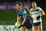 14 February 2024; Aaron Lynch of UCD in action against Ben McCarron of Ulster University during the Electric Ireland Higher Education GAA Sigerson Cup final match between UCD and Ulster University at Austin Stack Park in Tralee, Kerry. Photo by Brendan Moran/Sportsfile
