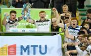 14 February 2024; Ulster University co-captains Ryan Magill, left, and Peter Og McCartan celebrate with the cup after the Electric Ireland Higher Education GAA Sigerson Cup final match between UCD and Ulster University at Austin Stack Park in Tralee, Kerry. Photo by Brendan Moran/Sportsfile