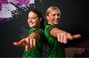 14 February 2024; Becky Watkins, left, and Erica Burke during a Peamount United FC squad portraits at PRL Park in Greenogue, Dublin. Photo by David Fitzgerald/Sportsfile