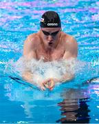 15 February 2024; Eoin Corby of Ireland competes in the Men's 200m breaststroke heats during day five of the World Aquatics Championships 2024 at the Aspire Dome in Doha, Qatar. Photo by Ian MacNicol/Sportsfile