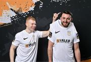 14 February 2024; Aaron Connolly, left, and Daniel McKenna poses for a portrait during a Athlone Town FC squad portraits session at Athlone Town Stadium in Athlone, Westmeath. Photo by Sam Barnes/Sportsfile