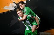 10 February 2024; Zach Nolan, left, and Josh McGlone during a Bray Wanderers FC squad portraits session at the Carlisle Grounds in Bray, Wicklow. Photo by Seb Daly/Sportsfile