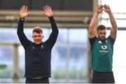 15 February 2024; Peter O’Mahony, left, and Caelan Doris during an Ireland Rugby squad training session at the IRFU High Performance Centre at the Sport Ireland Campus in Dublin. Photo by David Fitzgerald/Sportsfile