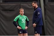 15 February 2024; Head coach Andy Farrell with Craig Casey during an Ireland Rugby squad training session at the IRFU High Performance Centre at the Sport Ireland Campus in Dublin. Photo by David Fitzgerald/Sportsfile