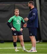 15 February 2024; Head coach Andy Farrell with Craig Casey during an Ireland Rugby squad training session at the IRFU High Performance Centre at the Sport Ireland Campus in Dublin. Photo by David Fitzgerald/Sportsfile