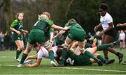 15 February 2024; Cara McLean of Ulster scores her side's second try during the U18 Girls Interprovincial semi-final match between Ulster and Connacht at Terenure College RFC in Dublin. Photo by Seb Daly/Sportsfile