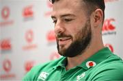 15 February 2024; Robbie Henshaw during an Ireland Rugby media conference at the IRFU High Performance Centre at the Sport Ireland Campus in Dublin. Photo by David Fitzgerald/Sportsfile