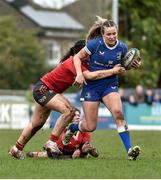 15 February 2024; Abby Healy of Leinster is tackled by Niamh O’Mahony of Munster during the U18 Girls Interprovincial semi-final match between Leinster and Munster at Terenure College RFC in Dublin. Photo by Shauna Clinton/Sportsfile