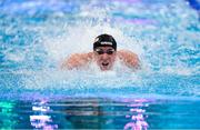 16 February 2024; Max McCusker of Ireland competes in the Men's 100m butterfly heats during day six of the World Aquatics Championships 2024 at the Aspire Dome in Doha, Qatar. Photo by Ian MacNicol/Sportsfile