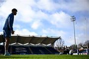 12 January 2024; Ross Byrne kicks during a Leinster Rugby captain's run at the RDS Arena in Dublin. Photo by Harry Murphy/Sportsfile