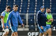 12 January 2024; Ross Byrne and backs coach Andrew Goodman during a Leinster Rugby captain's run at the RDS Arena in Dublin. Photo by Harry Murphy/Sportsfile