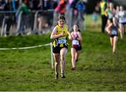 11 February 2024; Katie Mc Loughlin of Oughaval AC, Laois, competes in the Girls U17 3000m during the 123.ie National Intermediate, Masters & Juvenile B Cross Country Championships at DKiT Campus in Dundalk, Louth. Photo by Stephen Marken/Sportsfile