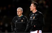 3 February 2024; Mayo manager Kevin McStay and Cillian O'Connor before the Allianz Football League Division 1 match between Mayo and Dublin at Hastings Insurance MacHale Park in Castlebar, Mayo. Photo by Stephen McCarthy/Sportsfile