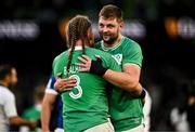 11 February 2024; Iain Henderson, right, and Finlay Bealham of Ireland after the Guinness Six Nations Rugby Championship match between Ireland and Italy at the Aviva Stadium in Dublin. Photo by Ben McShane/Sportsfile