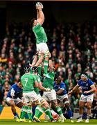 11 February 2024; Jack Conan of Ireland wins possession in the lineout during the Guinness Six Nations Rugby Championship match between Ireland and Italy at the Aviva Stadium in Dublin. Photo by Ben McShane/Sportsfile