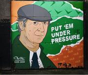 16 February 2024; A mural in honour of former Republic of Ireland manager Jack Charlton outside Dalymount Park before the SSE Airtricity Men's Premier Division match between Bohemians and Sligo Rovers at Dalymount Park in Dublin. Photo by Stephen Marken/Sportsfile