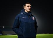 16 February 2024; Sean Boyd of Shelbourne walks the pitch before the SSE Airtricity Men's Premier Division match between Waterford and Shelbourne at the Regional Sports Centre in Waterford. Photo by Harry Murphy/Sportsfile