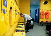 16 February 2024; Wexford kitman David Kennedy prepares the dressing room before the SSE Airtricity Men's First Division match between Athlone Town and Wexford at Athlone Town Stadium in Westmeath. Photo by Michael P Ryan/Sportsfile